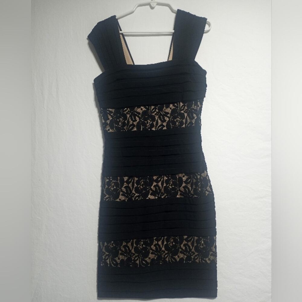 Dress Barn Collection Bandage Lace Wide Strap Formal Dress Size 10 Black And Tan